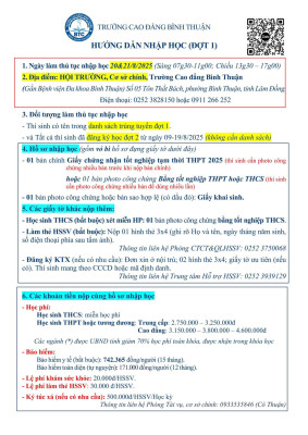 Hướng dẫn thủ tục nhập học
